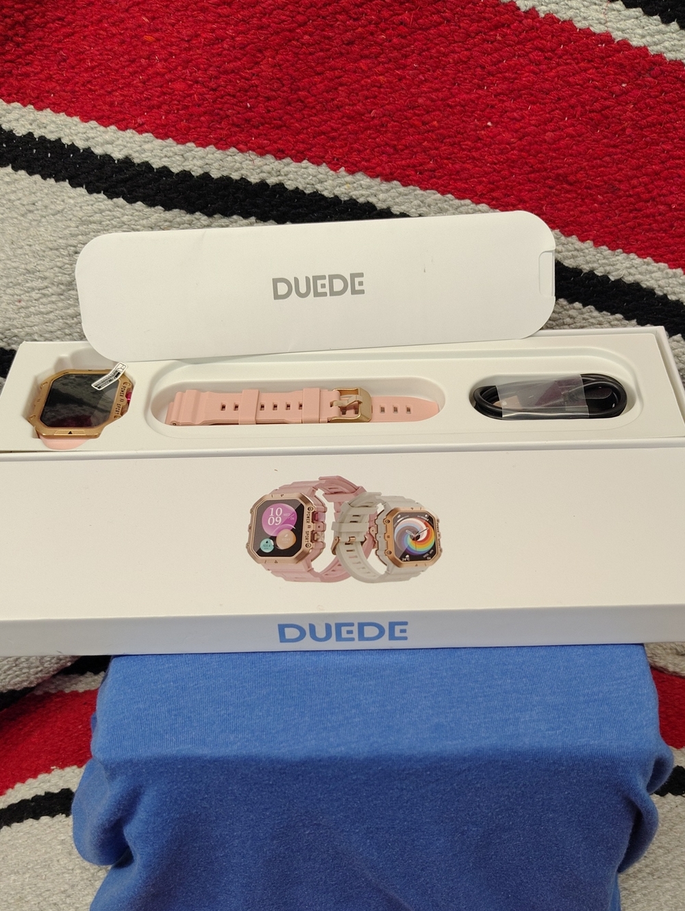 Pink Smartwatch with Rose Gold Frame and Silicone Band